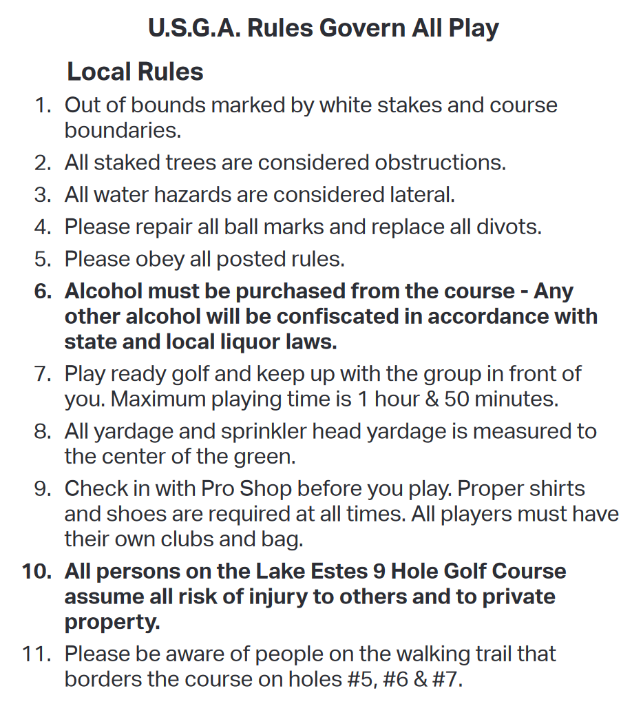 9-Hole Local Rules