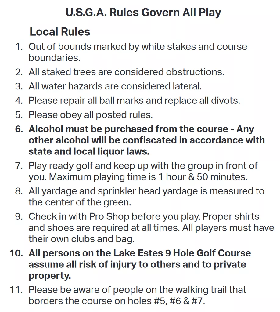 9-Hole Local Rules