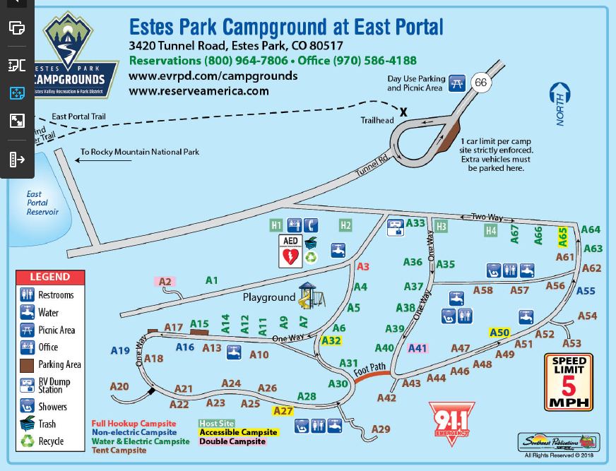 Estes Park Campground at East Portal 2019 map