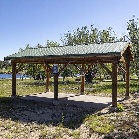 Perch Picnic Shelter on the south side of Lake Estes