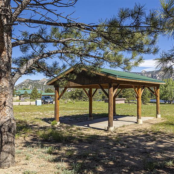 Perch Picnic shelter on the south side of Lake Estes