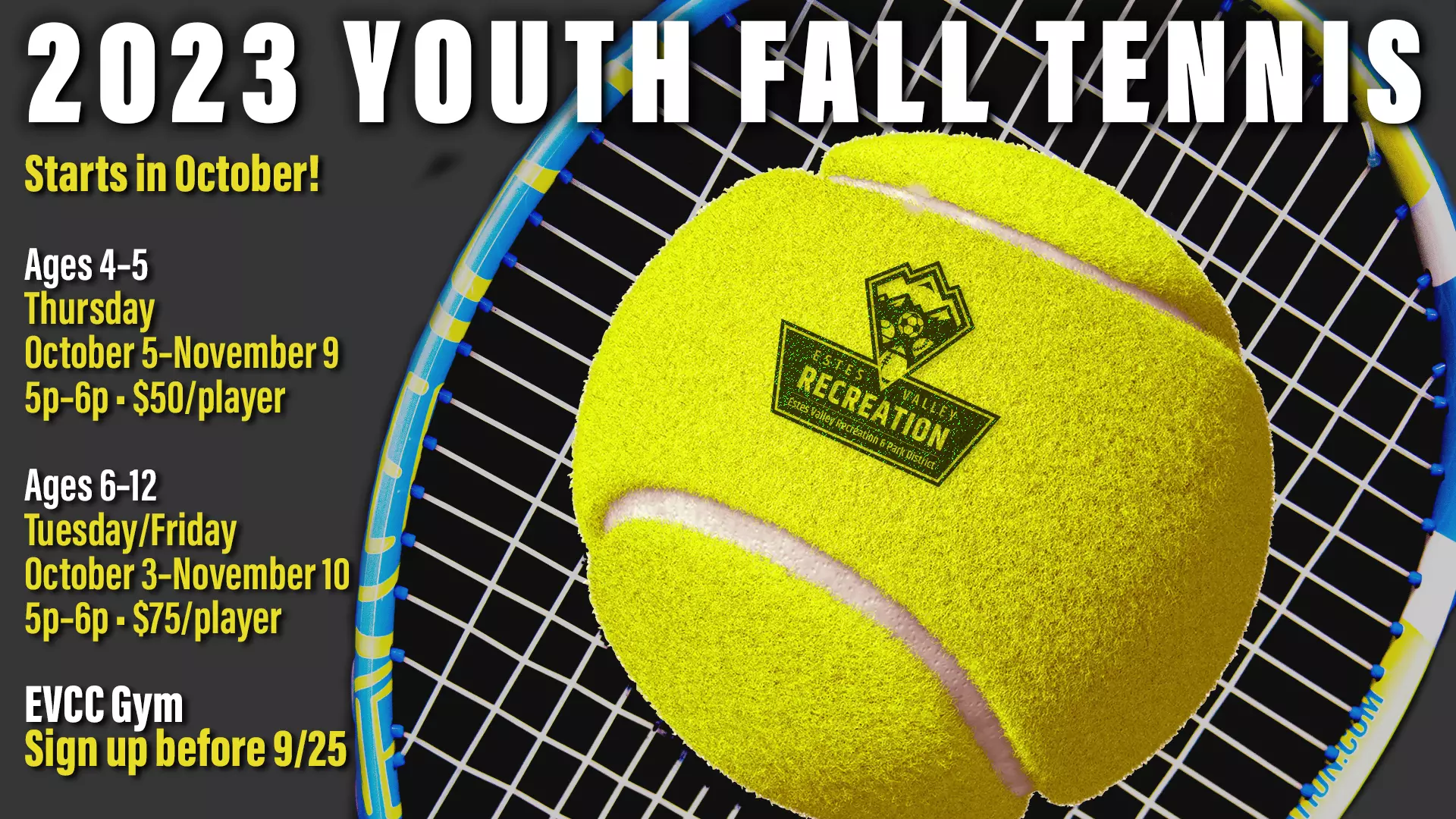 Youth Tennis Lessons Fall 2023