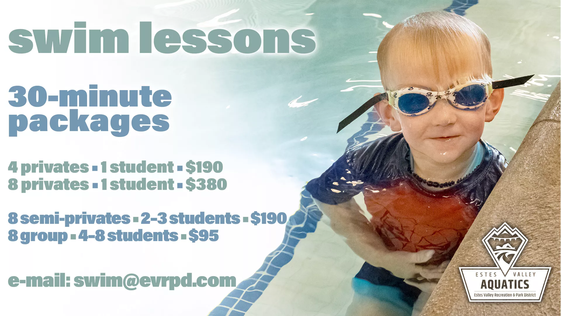 swim lesson package pricing for private and group lessons